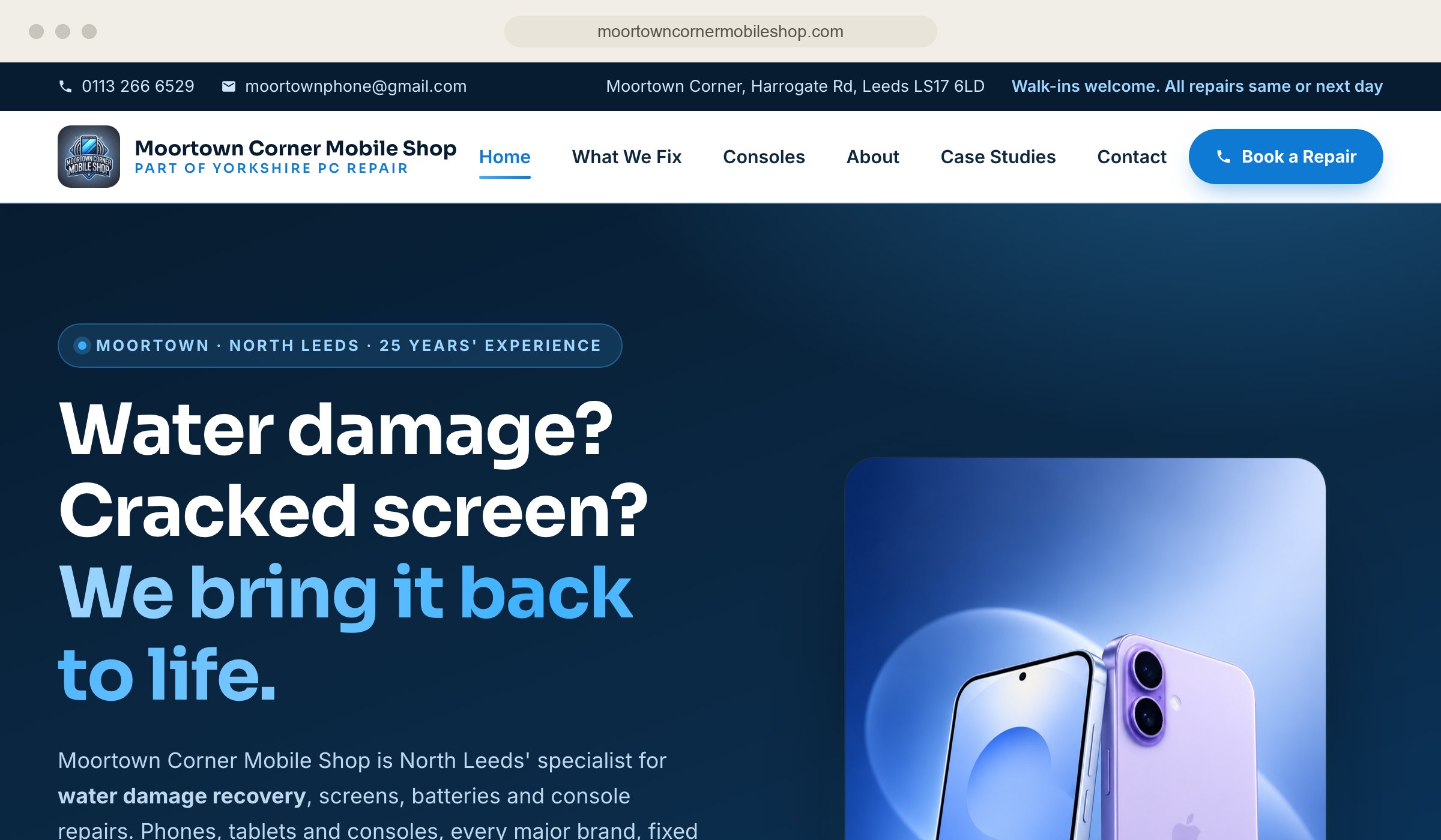 Moortown Corner Mobile Shop, phone repair website, North Leeds