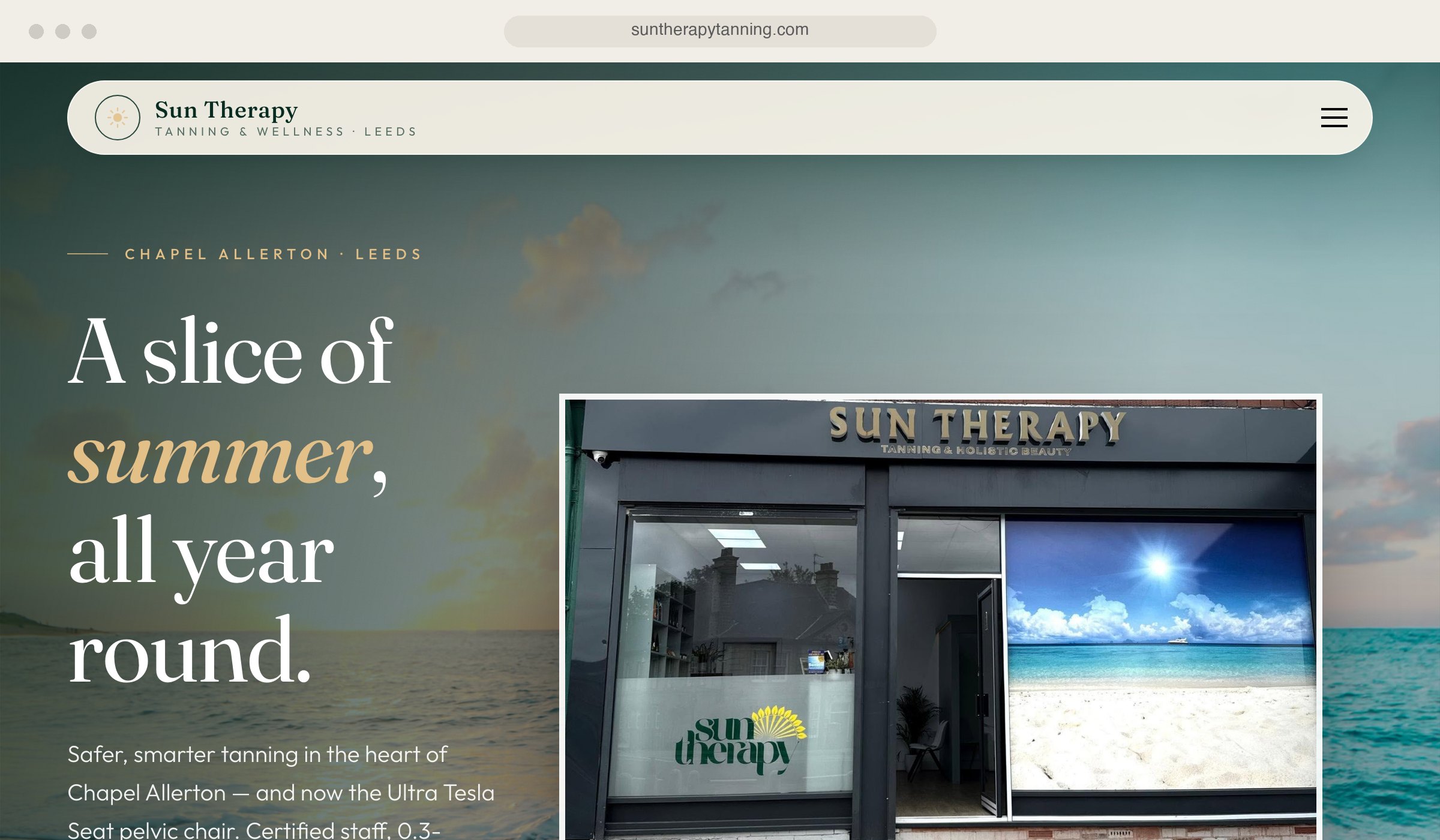 Sun Therapy, website for a tanning and wellness studio in Chapel Allerton, Leeds