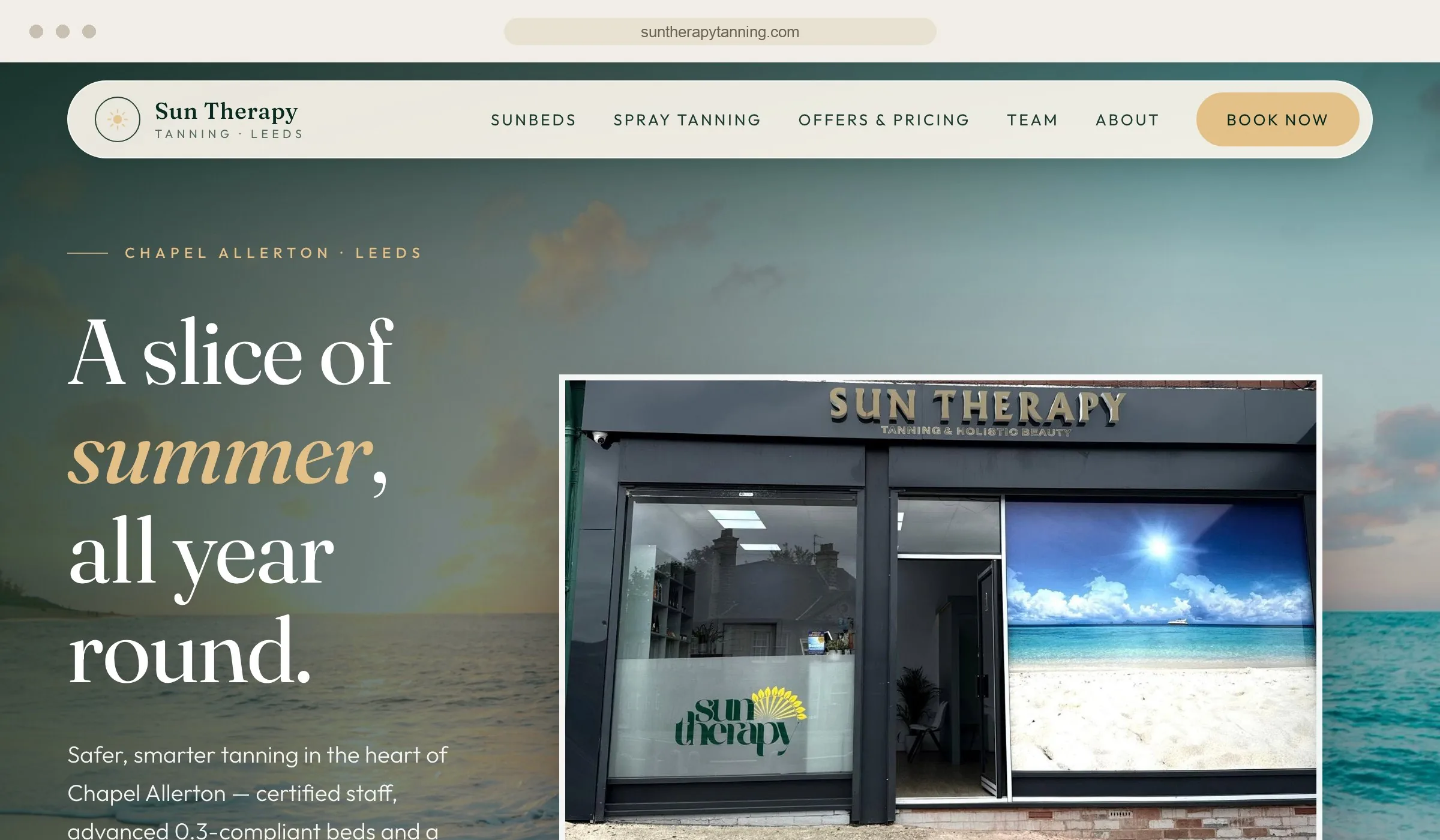 Sun Therapy tanning studio website — Chapel Allerton, Leeds